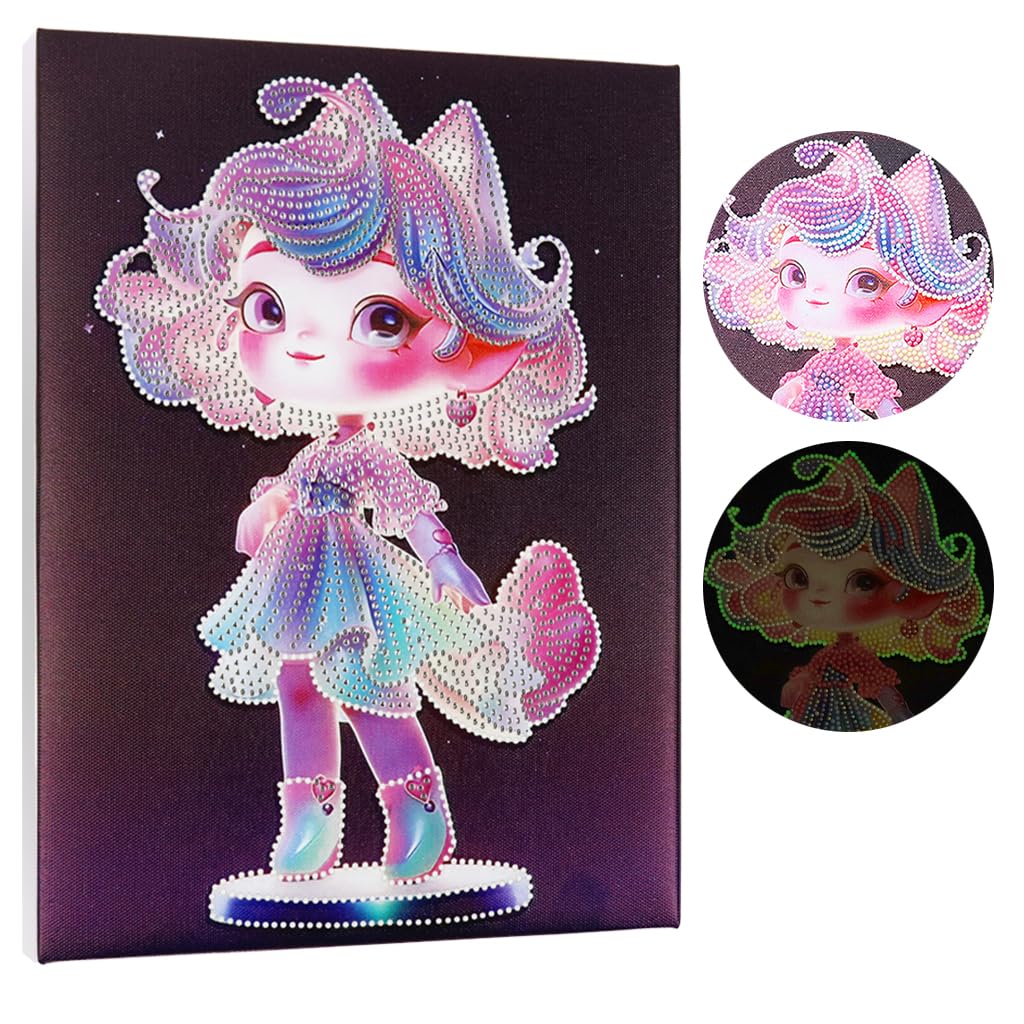 HASTHIP Luminous Princess Diamond Art Painting Kits for Girl 5D Paint with Diamonds Pictures Gem Art Painting Kits Full Drill Diamond Dots Paintings for Beginners, 12x16inch HASTHIP Luminous Princess Diamond Art Painting Kits for Girl 5D Paint with Diamonds Pictures Gem Art Painting Kits Full Drill Diamond Dots Paintings for Beginners, 12x16inch